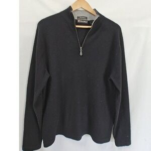 Daniel Bishop Cashmere 1/4 Zip Pullover Sweater Black Large L